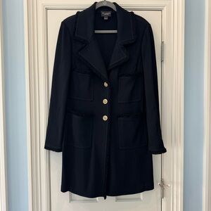 St. John Caviar Milano Pique Fit & Flare Topper Coat Size 16